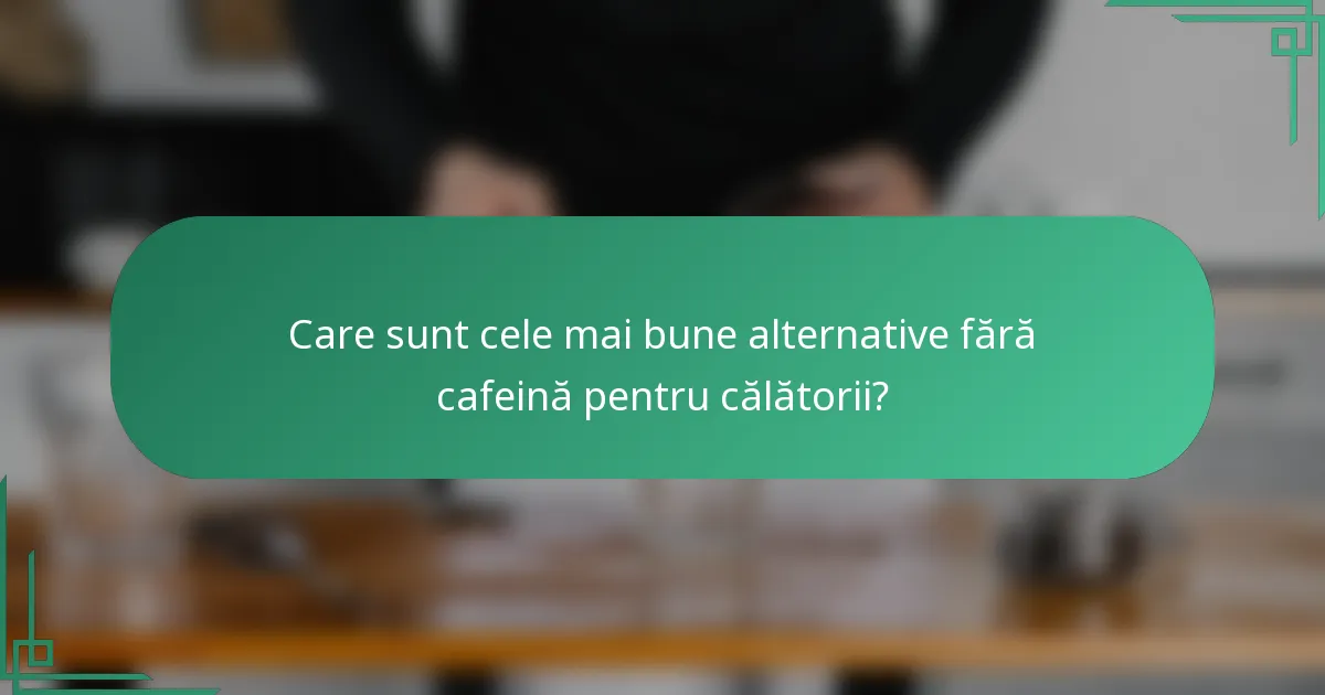 Care sunt cele mai bune alternative fără cafeină pentru călătorii?