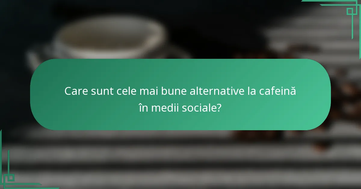 Care sunt cele mai bune alternative la cafeină în medii sociale?