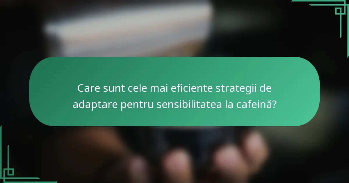 Care sunt cele mai eficiente strategii de adaptare pentru sensibilitatea la cafeină?