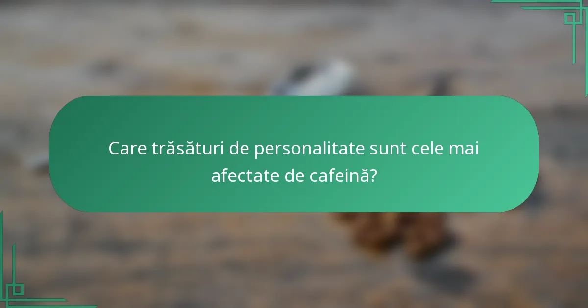 Care trăsături de personalitate sunt cele mai afectate de cafeină?