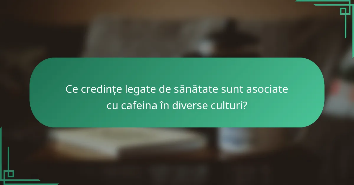 Ce credințe legate de sănătate sunt asociate cu cafeina în diverse culturi?