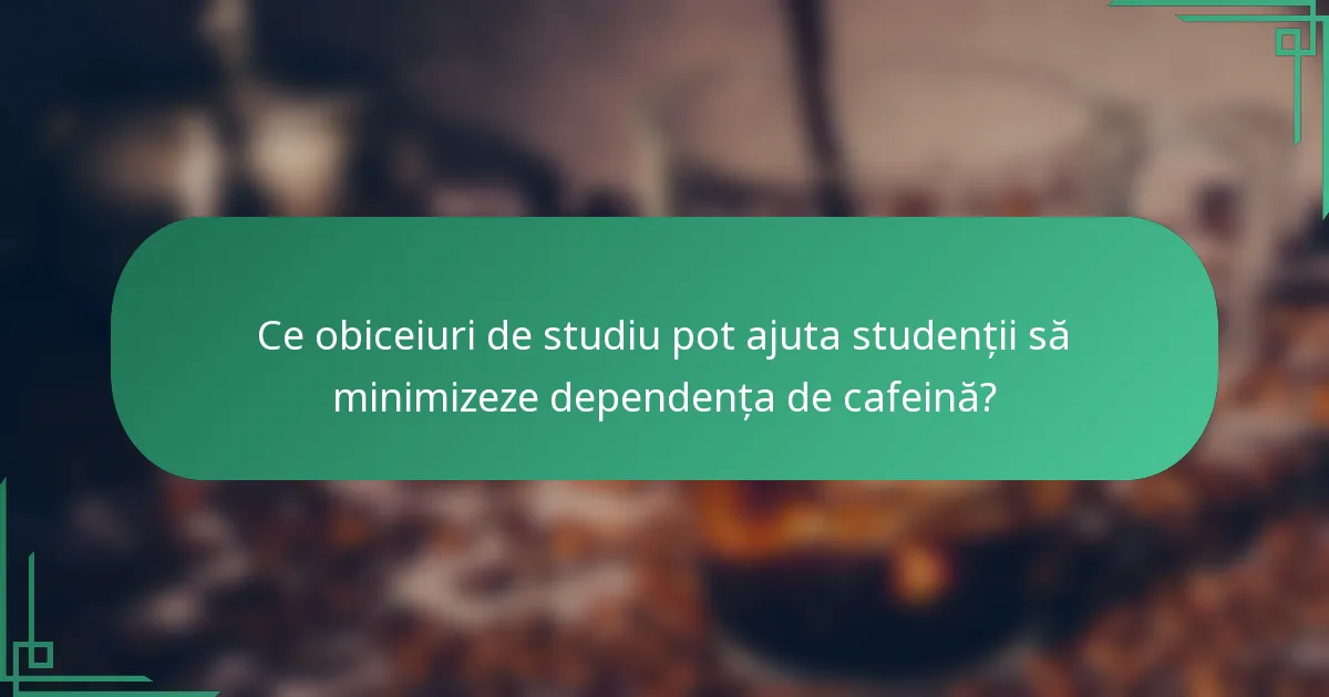 Ce obiceiuri de studiu pot ajuta studenții să minimizeze dependența de cafeină?