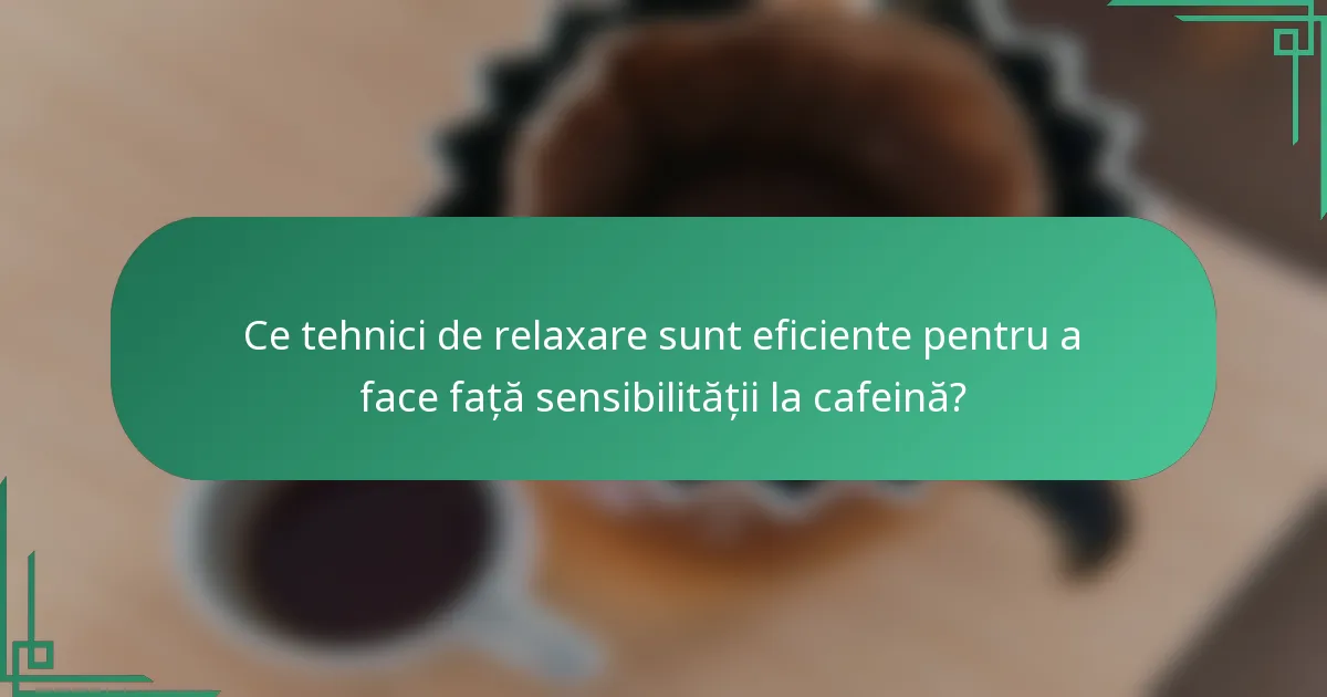 Ce tehnici de relaxare sunt eficiente pentru a face față sensibilității la cafeină?