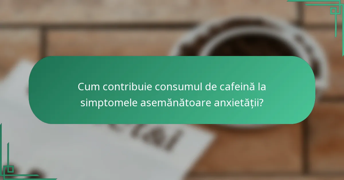 Cum contribuie consumul de cafeină la simptomele asemănătoare anxietății?