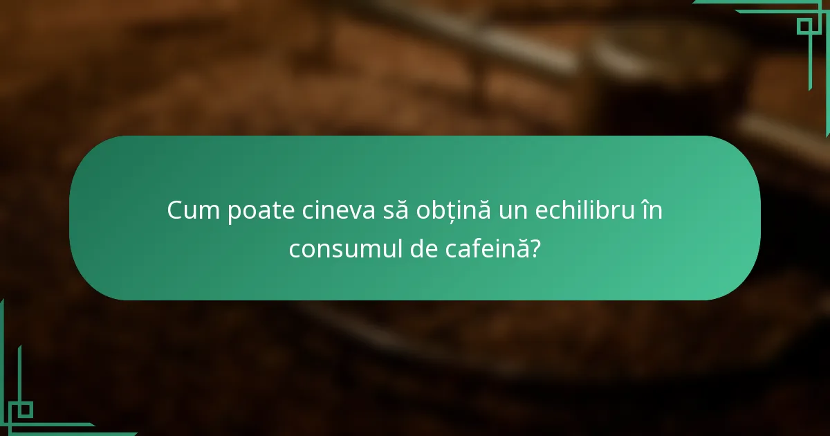 Cum poate cineva să obțină un echilibru în consumul de cafeină?