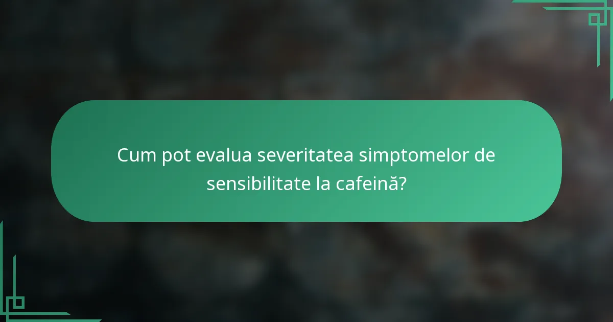 Cum pot evalua severitatea simptomelor de sensibilitate la cafeină?