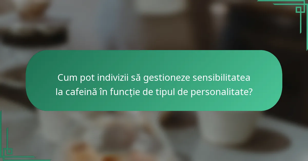 Cum pot indivizii să gestioneze sensibilitatea la cafeină în funcție de tipul de personalitate?