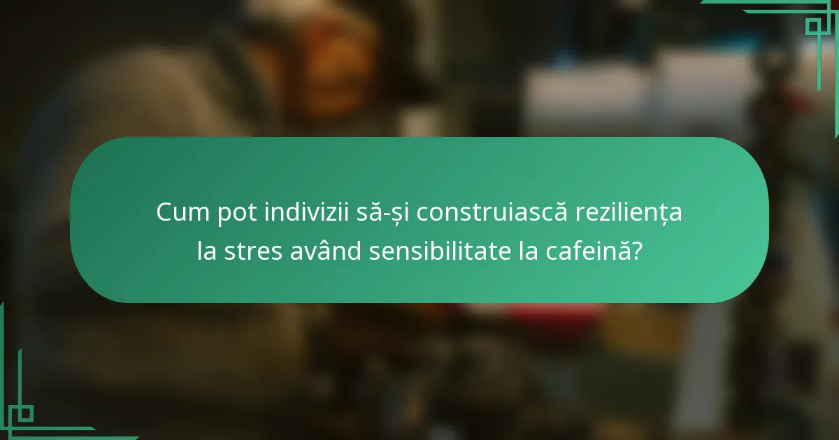Cum pot indivizii să-și construiască reziliența la stres având sensibilitate la cafeină?